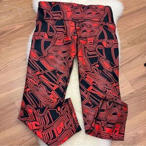 Noli Printed Compression Leggings Cropped Red Black L